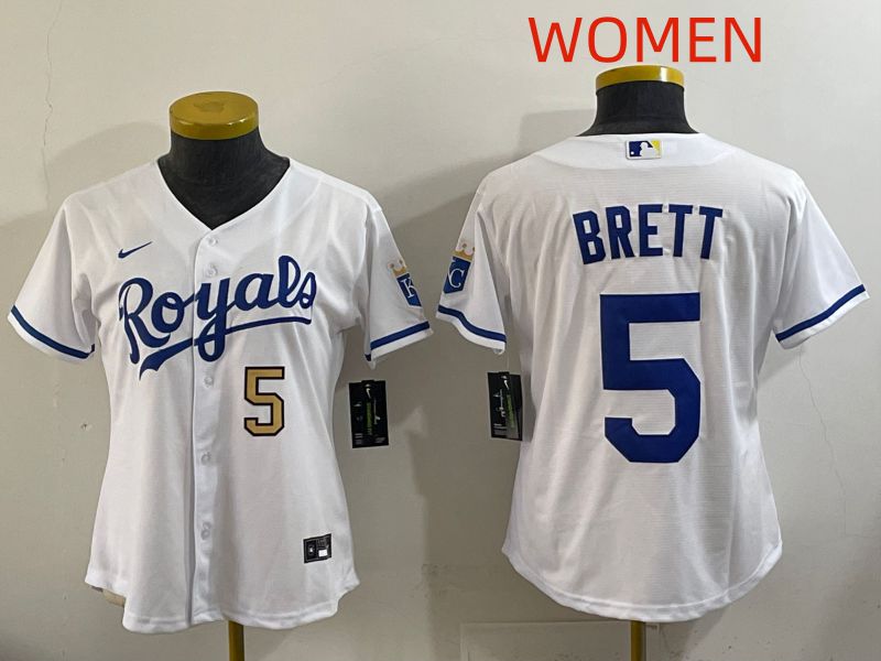Women Kansas City Royals #5 Brett White Game Nike MLB Jersey style 004->women mlb jersey->Women Jersey
